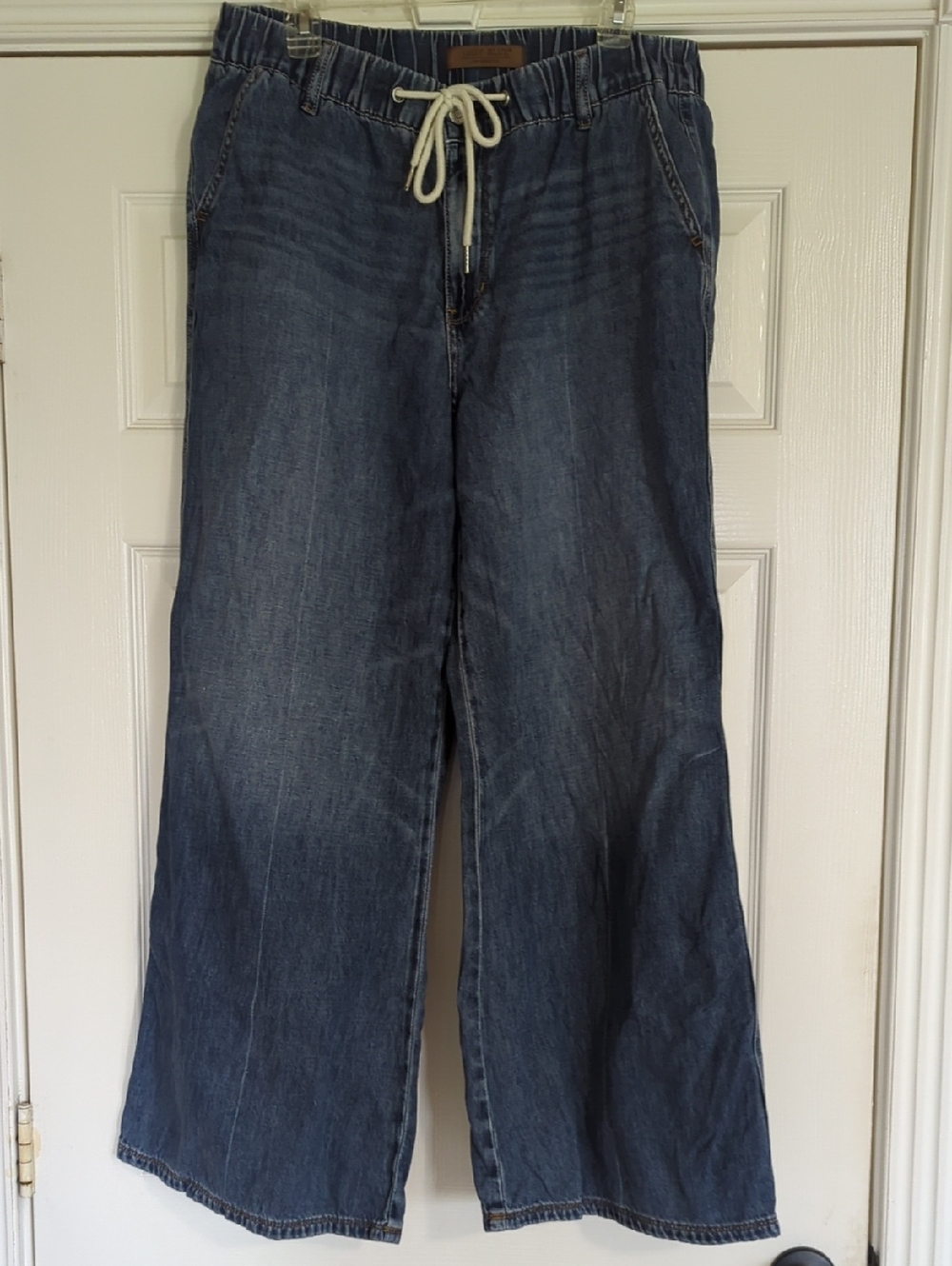 Judy Blue Wide-Leg Drawstring Denim Jeans in Dark Blue